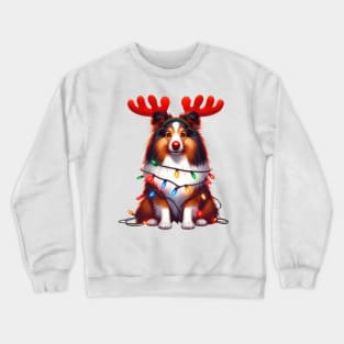 Christmas Red Nose Shetland Sheepdog Crewneck Sweatshirt